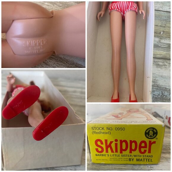 Vtg Barbie Set of 4: Ponytail #6 Redhead 850, Midge 860, Ken 750, Skipper 0950 - Picture 16 of 16